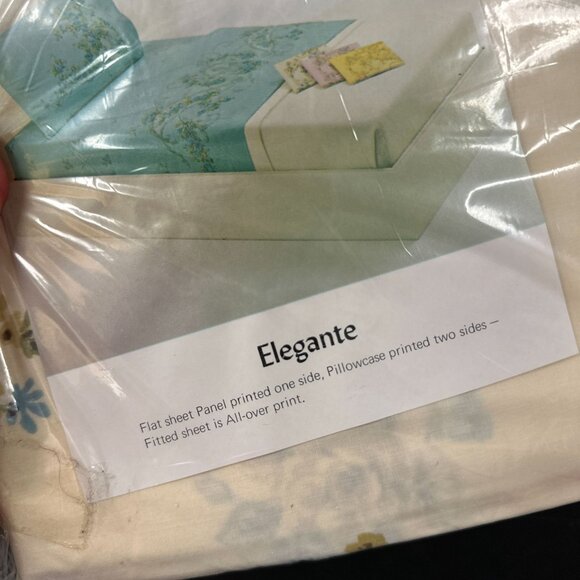 Vtg 70s Utica Cream Floral Elegante Twin Fitted Sheet Deadstock New Cotton Blend - Picture 5 of 8